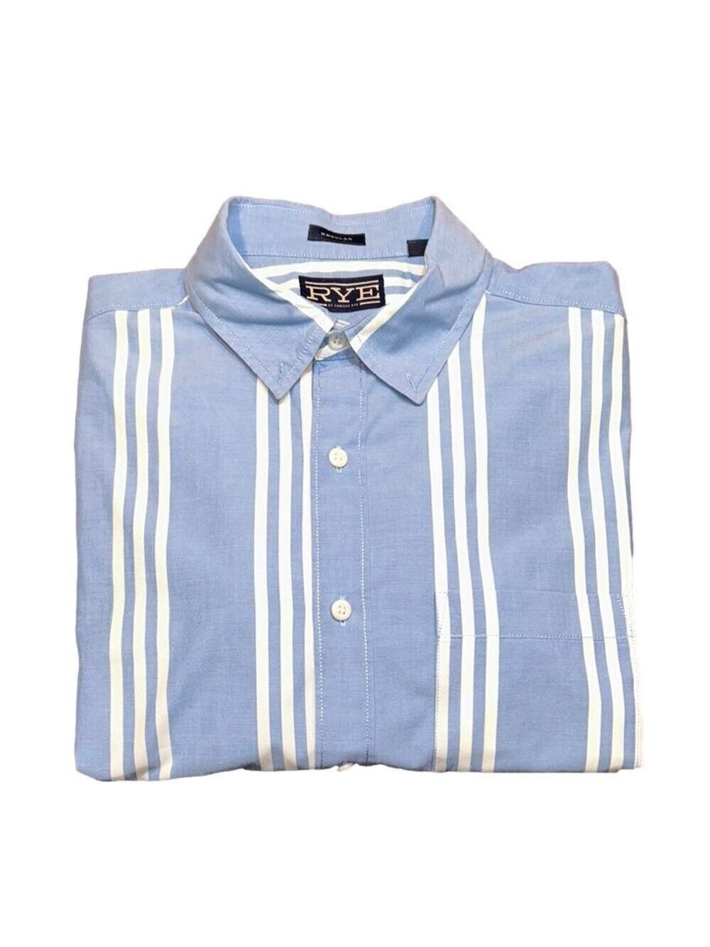 RYE by HAWKER RYE Sky Blue & White Striped Long Sleeve Button Down Shirt Size L